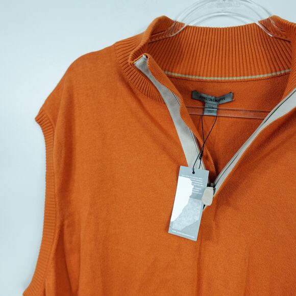 New Johnston & Murphy Orange Sweater Vest Quarter Zip Pima Cotton Men's XXL - Picture 6 of 7